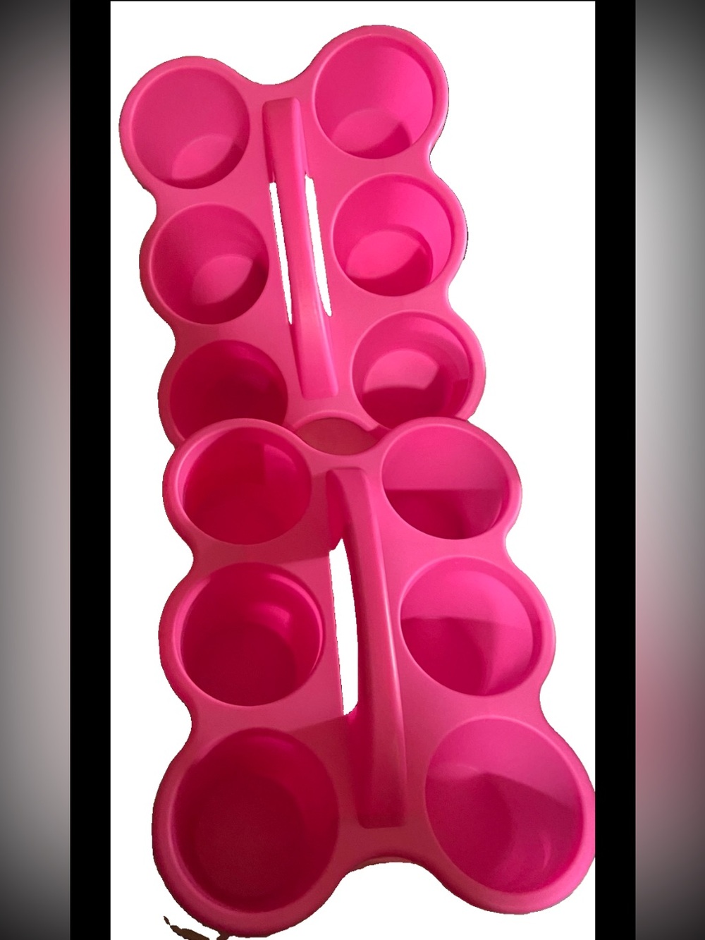 Teaching Tree Set of 2  Handled 6 Hole Organizer Plastic Cup Caddies in Hot Pink